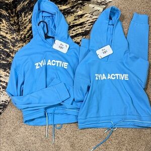 ZYIA Blue Uppercut Crop Hoodie